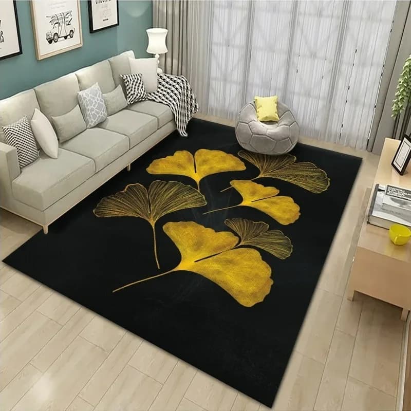 Tappeto da soggiorno con stampa foglie di ginkgo Tappetino antiscivolo per camera da letto, bagno, cucina, arredamento, divano di casa, tavolino, tappeto decorativo