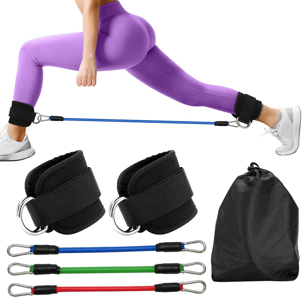 Fasce di resistenza in TPE Cinturini alla caviglia Set fitness Supporto con anello a D Polsini alla caviglia Attrezzatura da palestra per yoga Guardia Estensioni di sicurezza per la forza delle gambe