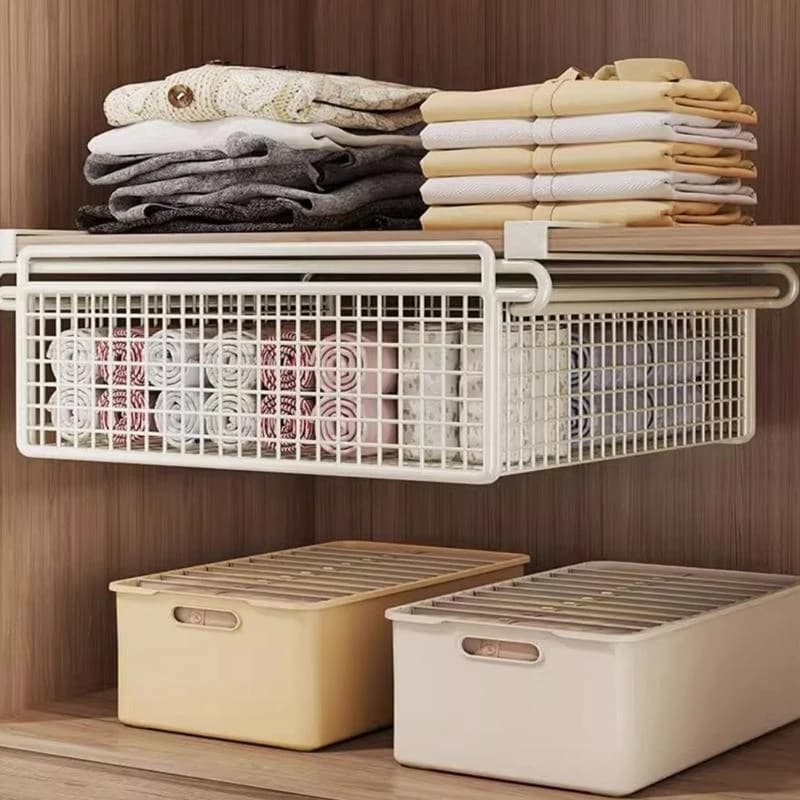 Contenitore per l'organizzazione armadietto sotto il ripiano Cesto portaoggetti Cassetto estraibile sospeso Cestino per per