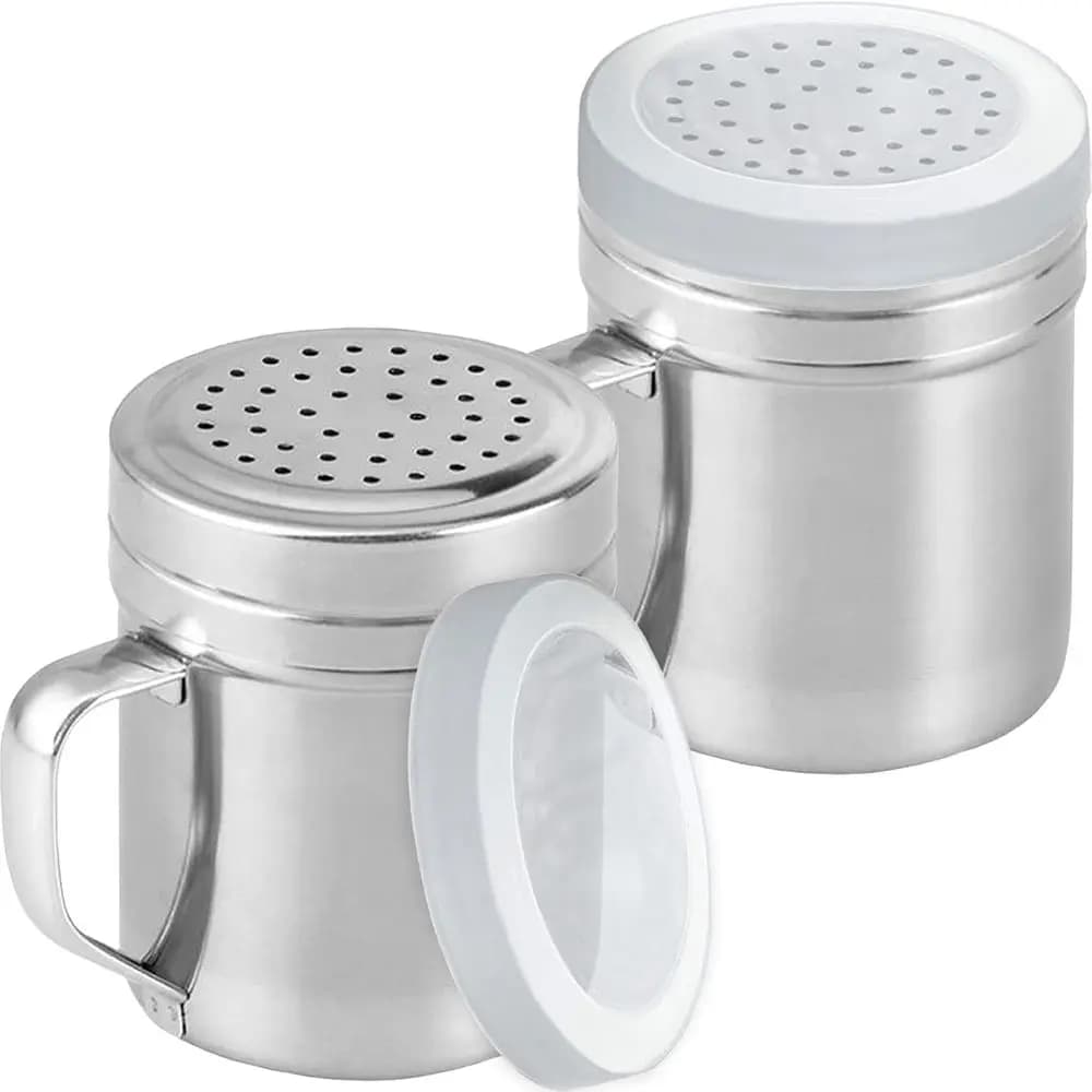 10 oz Metal Pepper Shaker Set with Handle, 2-Piece Seasoning Dispensers