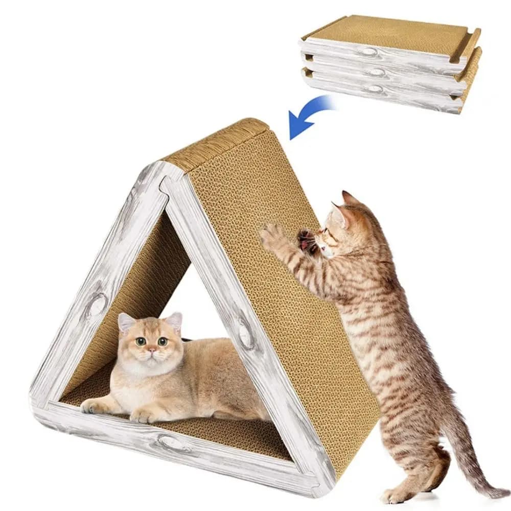 Nuovo tiragraffi verticale per gatti, tiragraffi triangolare pieghevole, multiuso 3 in 1, prodotto per gatti, tappetino per gatti