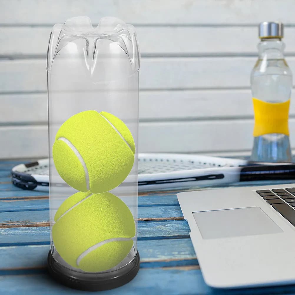 Set di 6 Tubi Portapalline da Tennis in PVC Trasparente con Coperchio Nero, Organizzatore per Palline Sportive da Interno ed Esterno