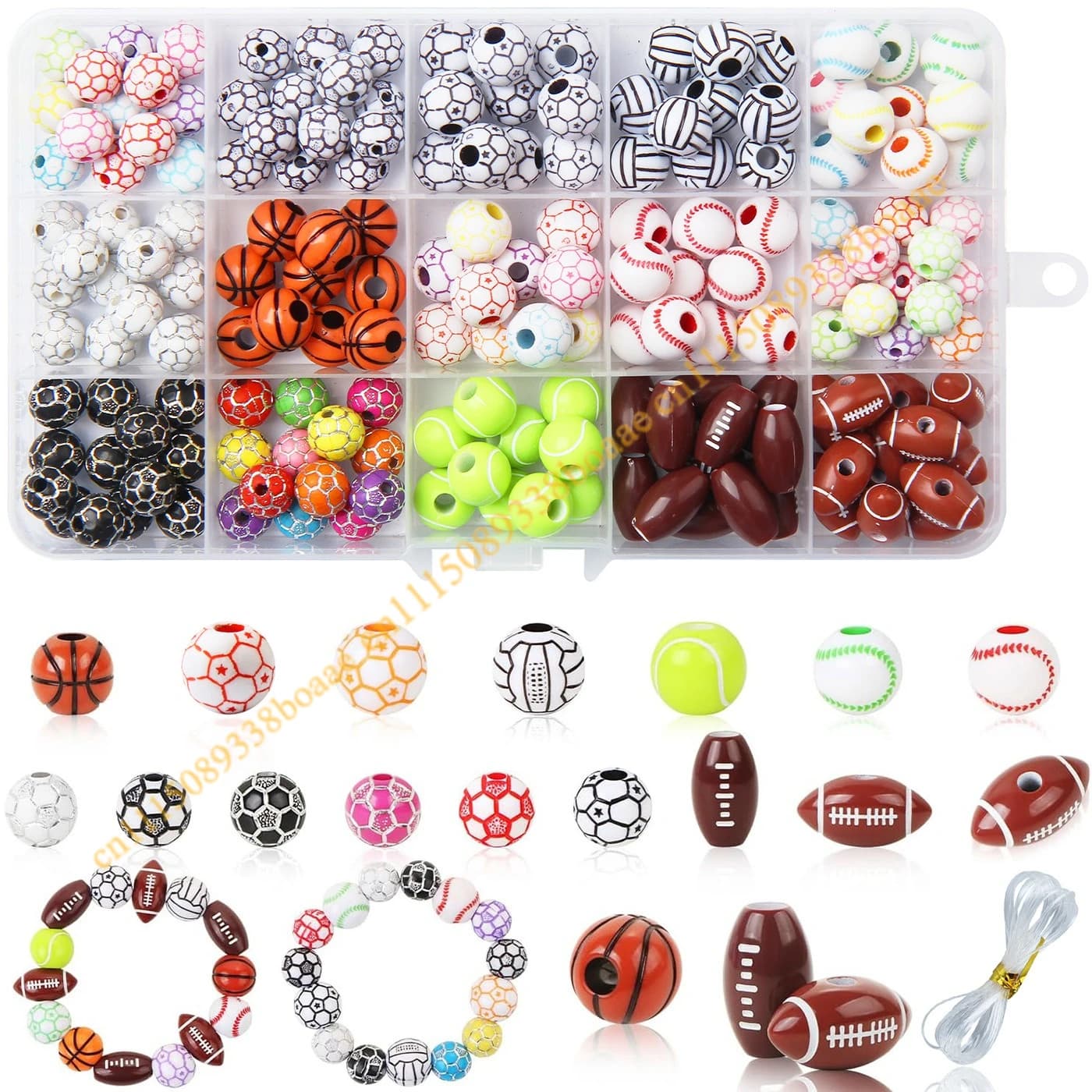 Multi Style Sports Themed Acrylic Beads Soccer Basketball Rugby Ball Shape For Handmade Wristband Pendant Bag Charm DIYAccessory