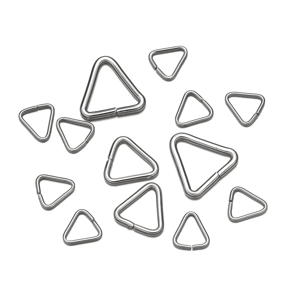 100 pcs 6 7 8 10mm Stainless Steel Triangle Closed Ring Bail Pinch Pendants Bails for Necklace Jewelry Bead Connectors Clips
