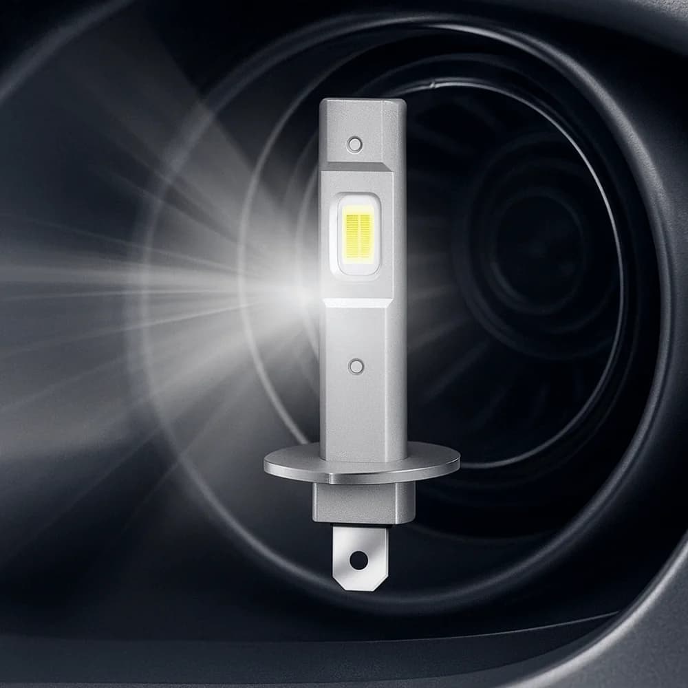 Aluminum Silver LED Headlight White Diode Super Bright H1 Headlight Bulbs Wireless CANBUS Mini Size Fog Lamps Motorcycle Foggers