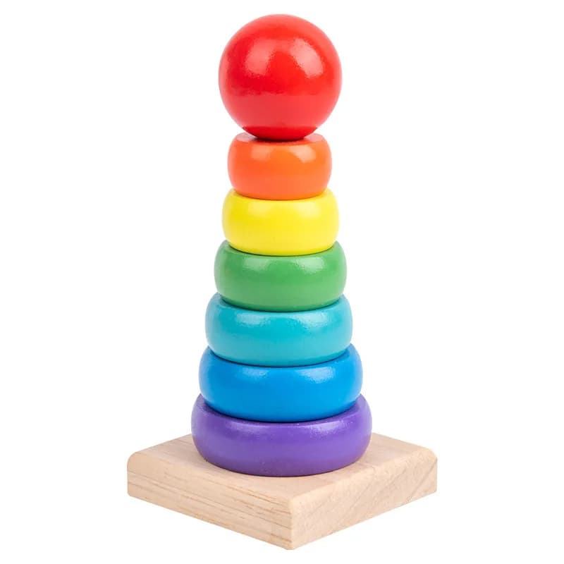 Rainbow Tower Stacker Bambini Giocattoli in legno Riconoscimento delle dimensioni Puzzle Montessori Forniture educative Regali per bambini Giocattolo TMZ