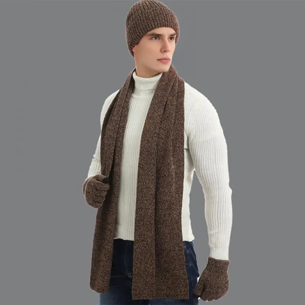3 pezzi/set guanti sciarpa cappello invernale da donna set cappello lavorato a maglia tinta unita sciarpa lunga guanti touchscreen set accessori invernali