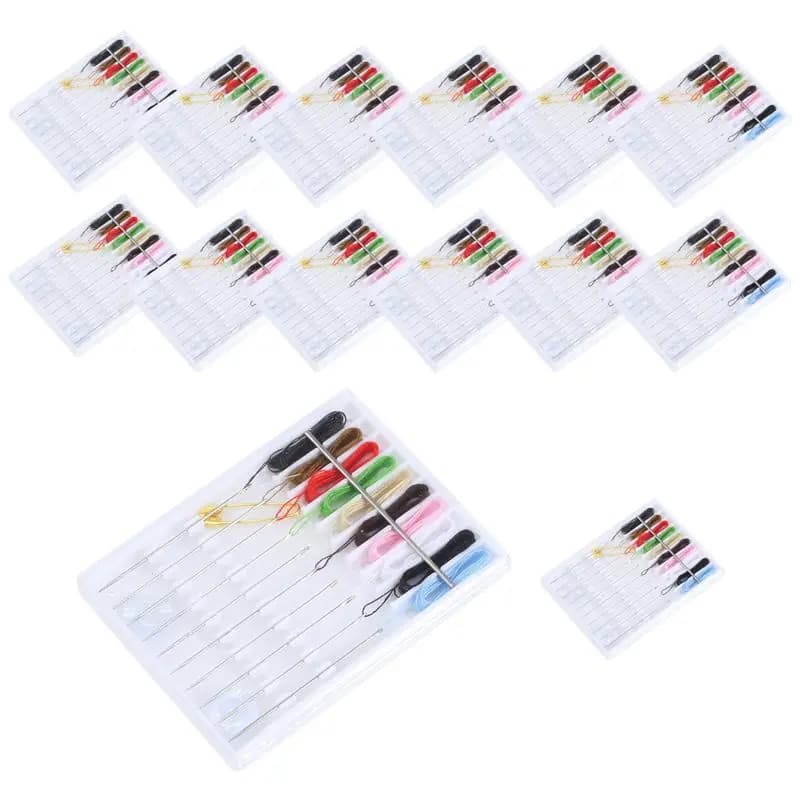 AEE6-14 Boxes Mini Quick Fix Sewing Kit Easy Pre Threaded Needle Kit Basic Personal Sewing Kit Plastic Threaded Needle Holder