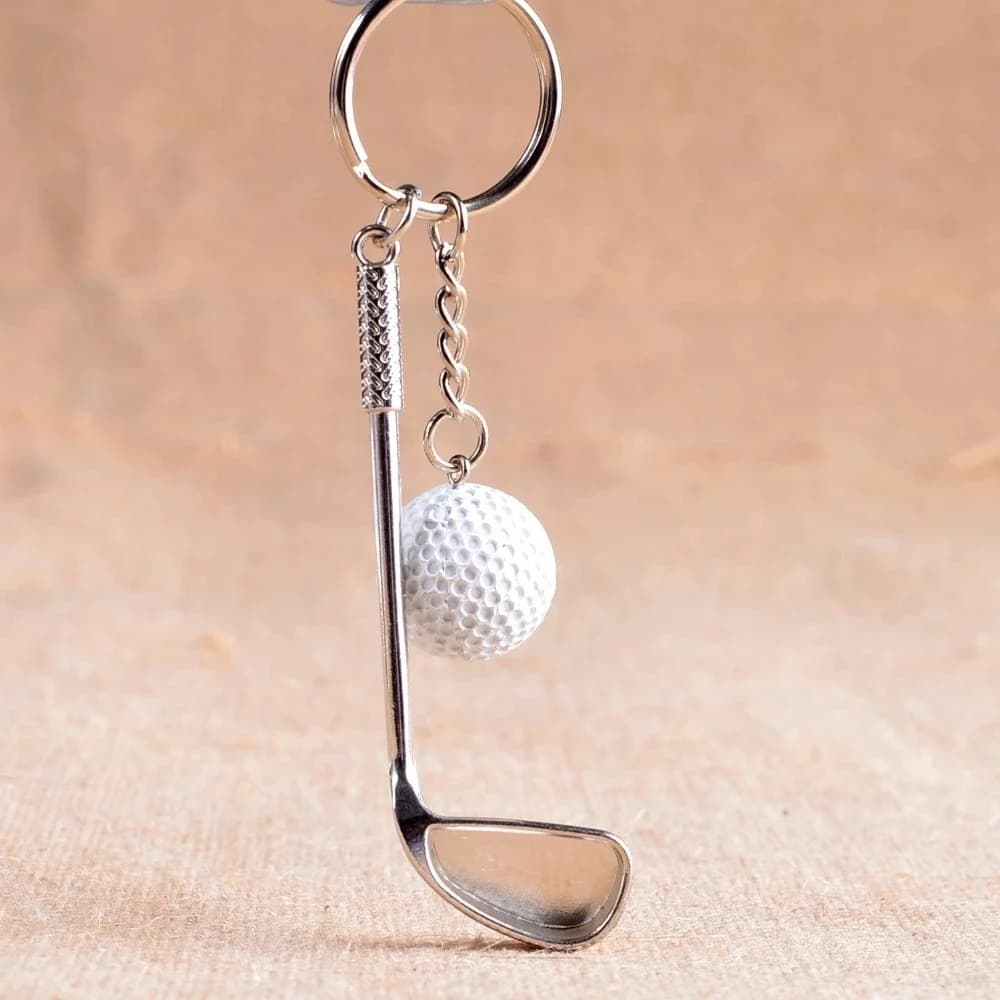 Portachiavi creativo a forma di palla da golf, ciondolo per borsa, souvenir, regalo, portachiavi in metallo, mini racchetta da golf, ciondolo a forma di palla