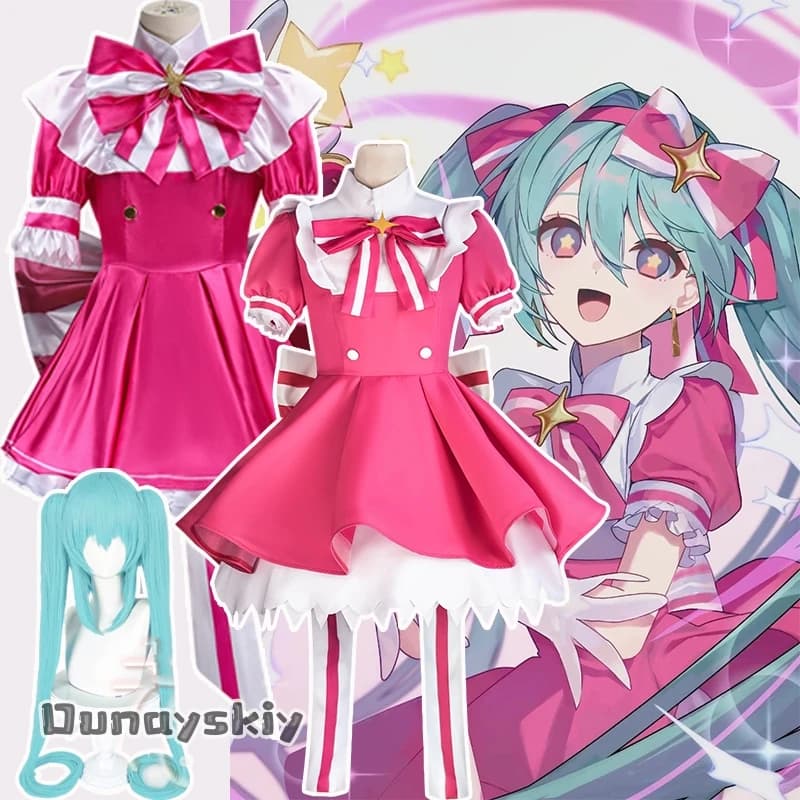 Anna zhang Online@Retry Now Mikuku Costume Cosplay Project SEKAI Uniform pink dress for girl Magic Bacchetta Lolita Woman Halloween