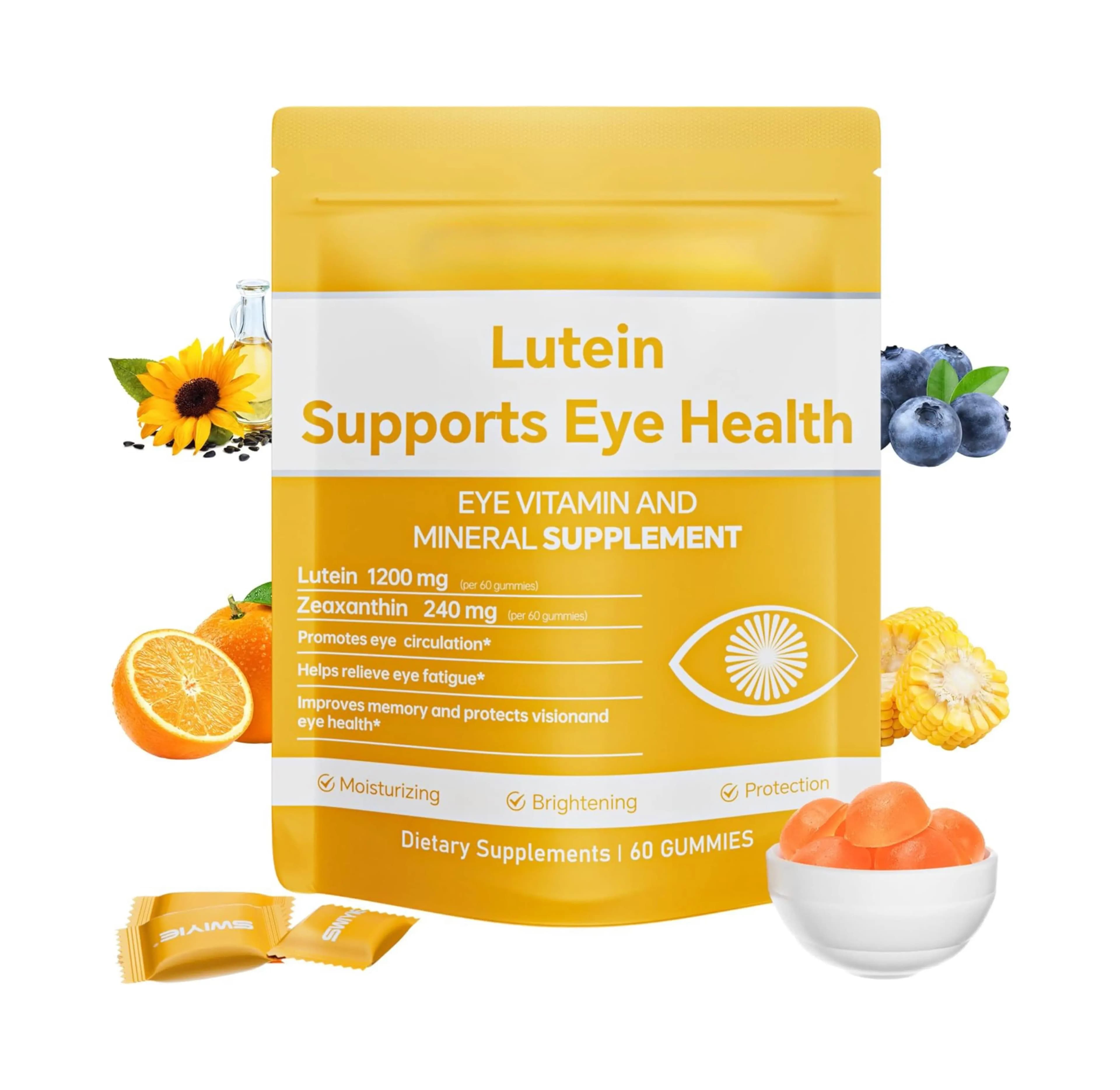 Lutein Gommose Caramels – Vitamin Supplement and Minerals for View with 20mg of Lutein and 4mg of Zeaxanthin – Gommose Vitamins for Eye Health Support
