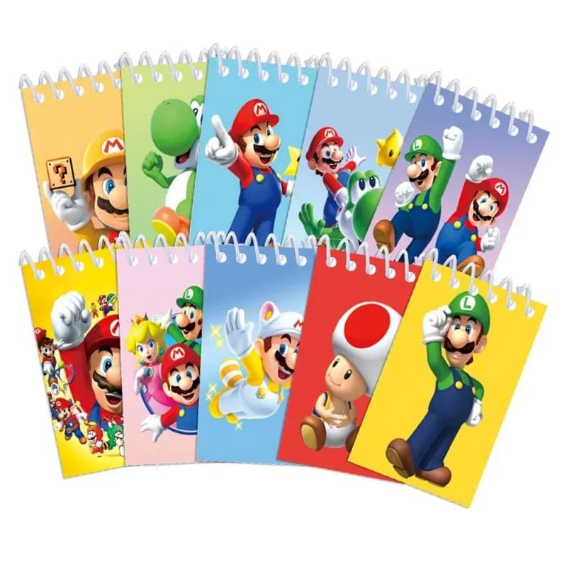 10 Pezzi Blocco Note Staccabile con Tema Anime Mario, Agenda Portatile, Pianificatore, Mini Diario, Articoli per Regali