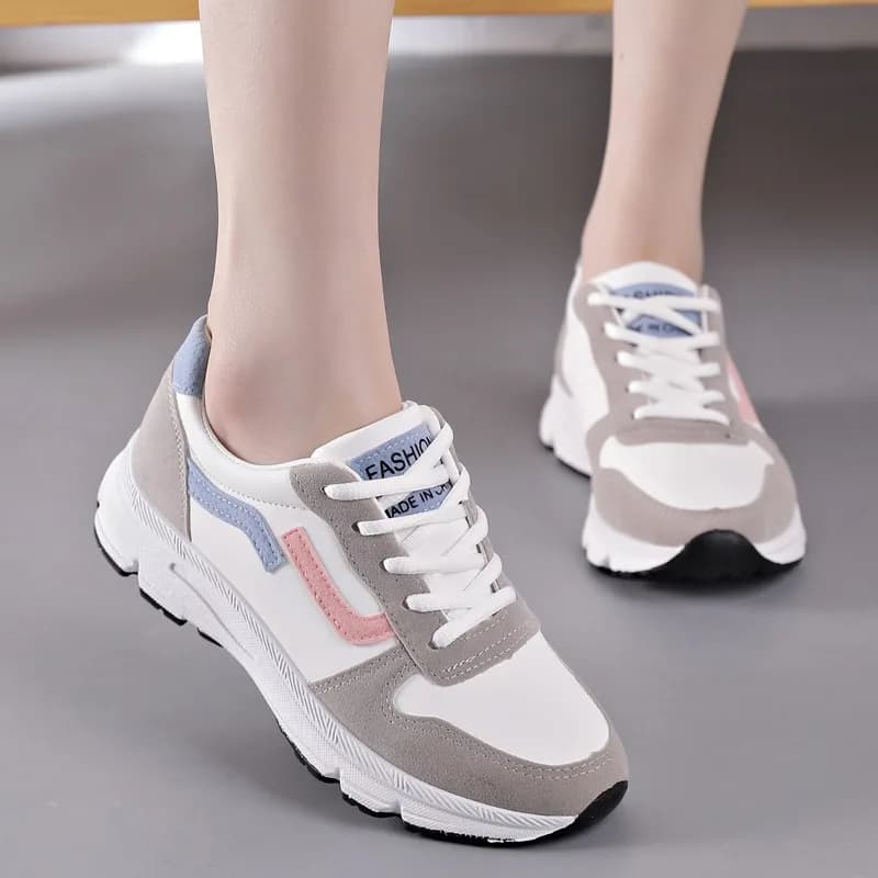 Scarpe Sportive da Donna Nuovo Stile Primavera Autunno, Scarpe da Corsa con Superficie in Pelle e Suola Piatta, Scarpe Casual con Suola Morbida Versatili