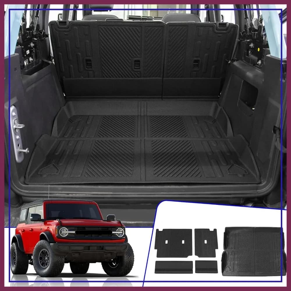Tappetino per Bagagliaio per Ford Bronco 4 Porte 2021-2026, Rivestimento Protettivo per Sedili Posteriori, Accessori (Bagagliaio+Schienale)