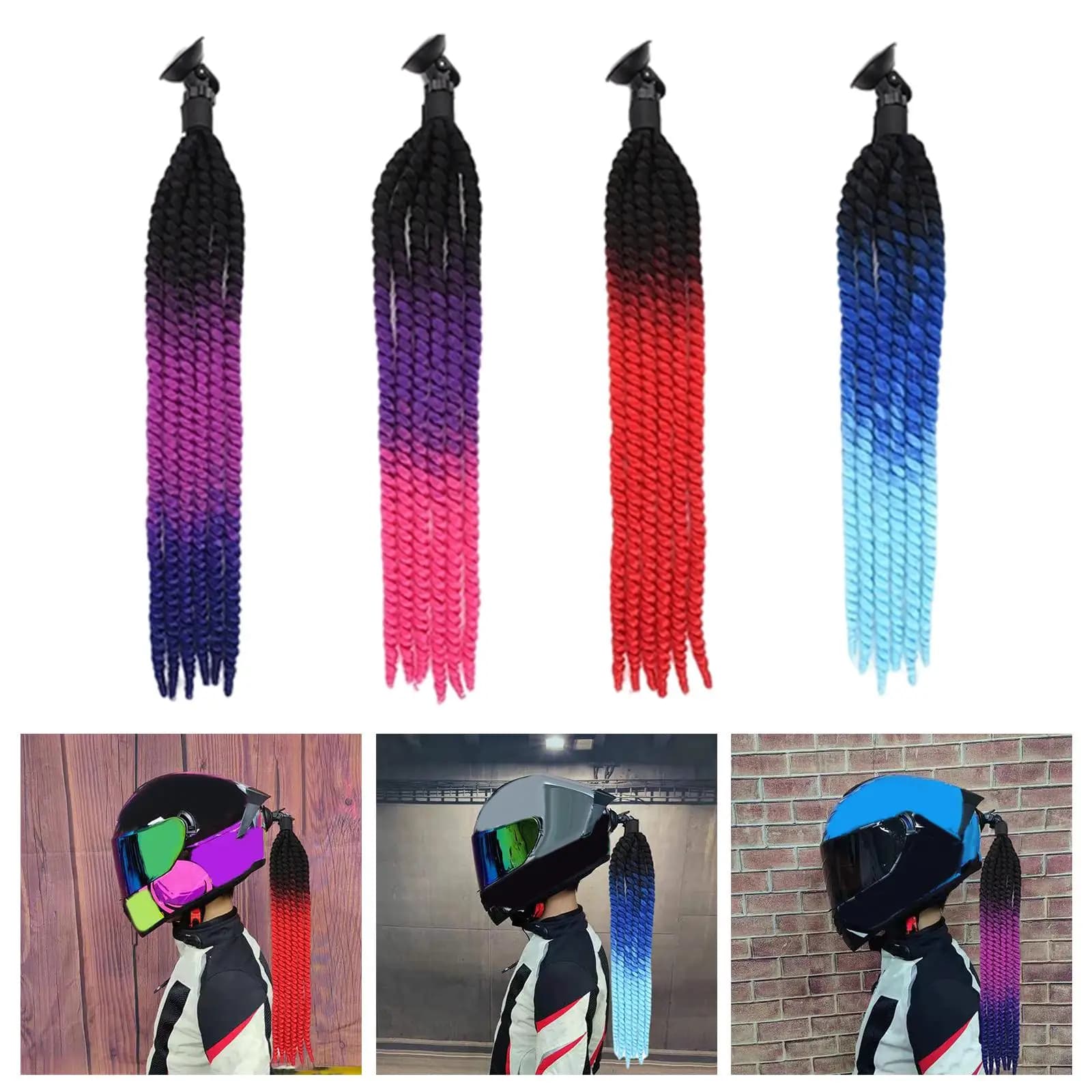 Helmet braces Reusable Cosplay Wig Punk 22 inch Decoration helmet suitable for bike Moto ( helmet not included)