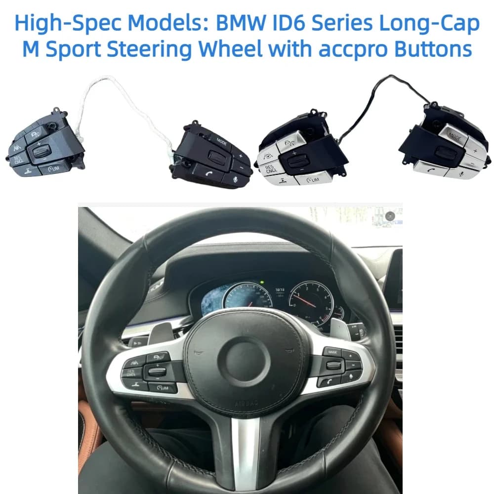 For BMW ID6 Series Long-Cover M Sport Steering Wheel with accpro Buttons—Compatible with 5 Series G30 G31 G38 and 7 Series G11