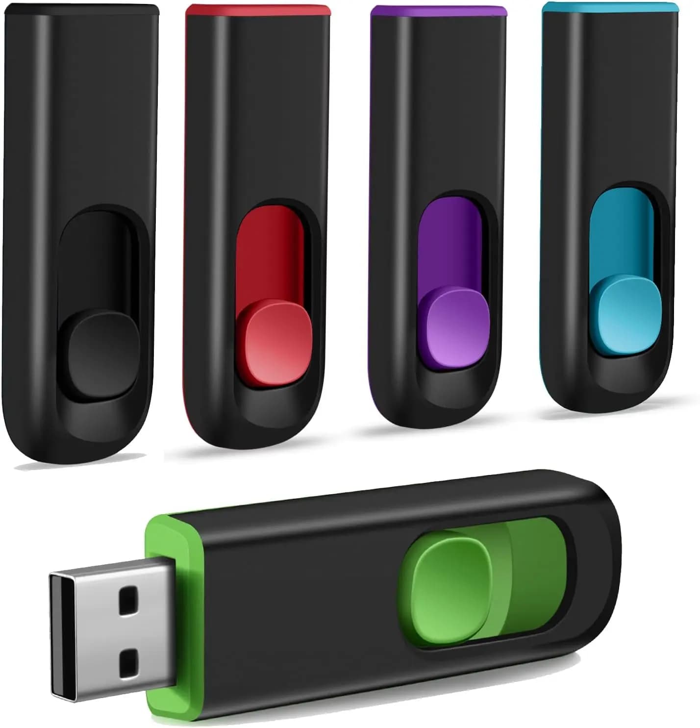 Chiavetta USB da 8GB, Confezione da 5, Memoria Retrattile in Diversi Colori per Archiviazione Dati
