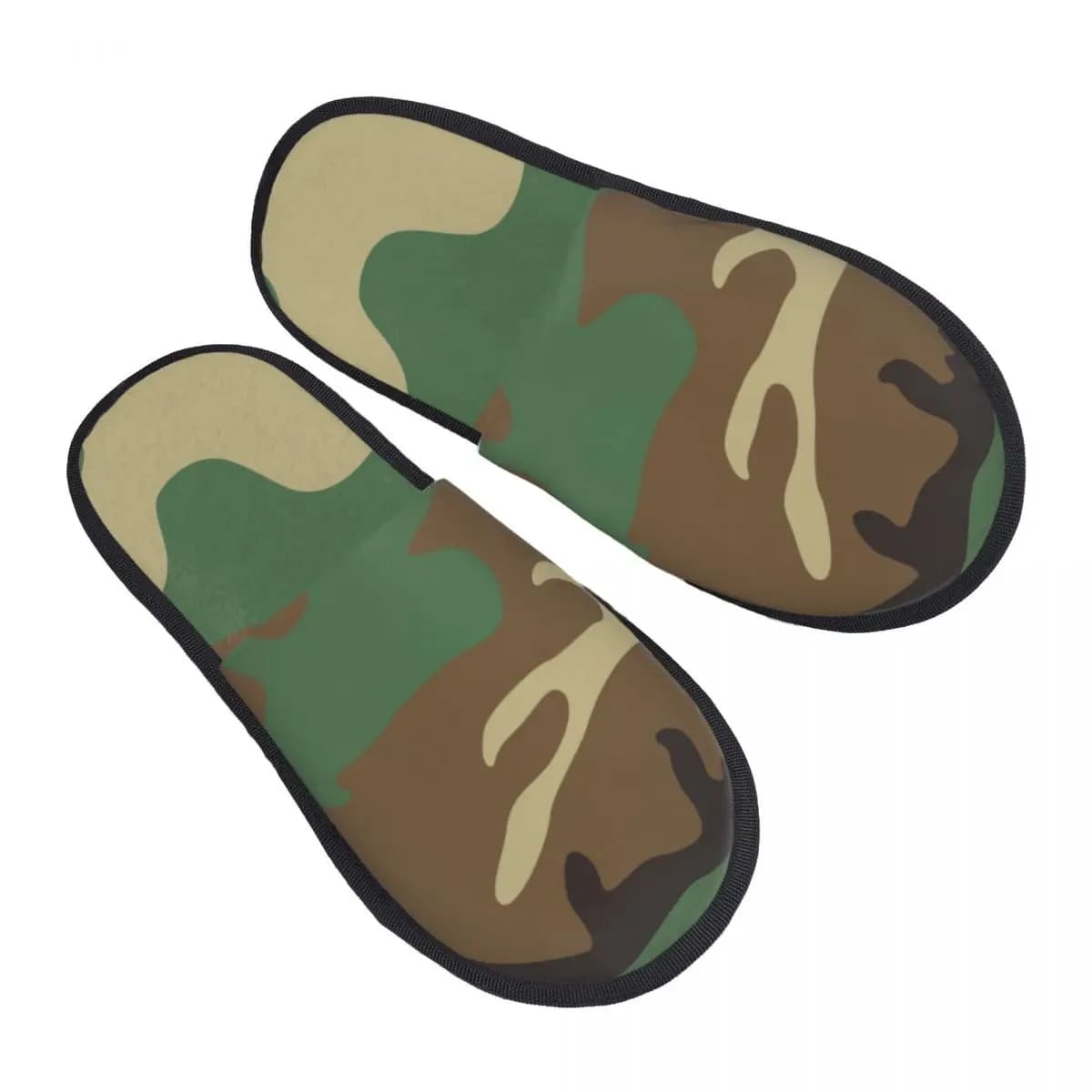Home Slippers with camouflage pattern in the American wood with personalized print, comfortable outdoor shoes for interior, in warm and soft memory foam