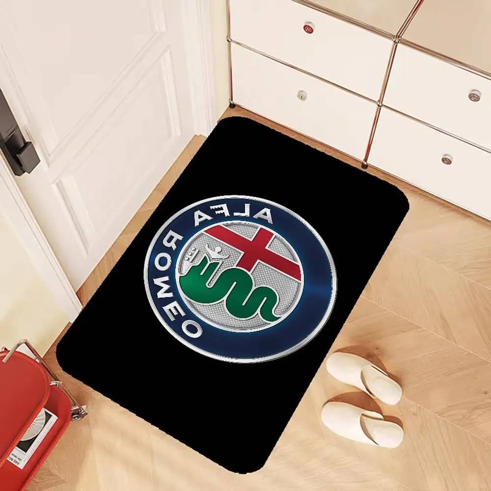 Car Door Mat Brand A-Alfa R-Romeo, Washable and Anti-slip, for Living, Chairs, Kitchen and Entrance