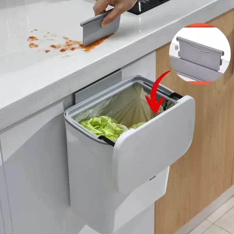 2025 Nuova cucina Riciclare Bidone della spazzatura Wc Pattumiera Porta dell'armadio da cucina Appeso Bidone della spazzatura con coperchio Pattumiera a parete