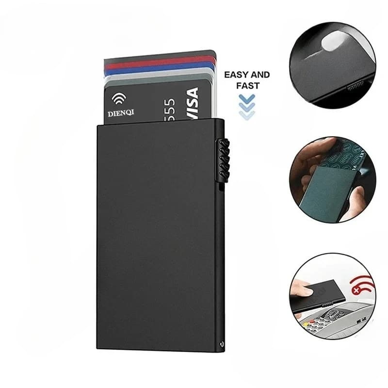 Credit Card Holder Rfid Smart Wallets Credit Card Holder ID Men Thin Metal Case Pop Up Minimalist Aluminum Wallet Luxury Gift