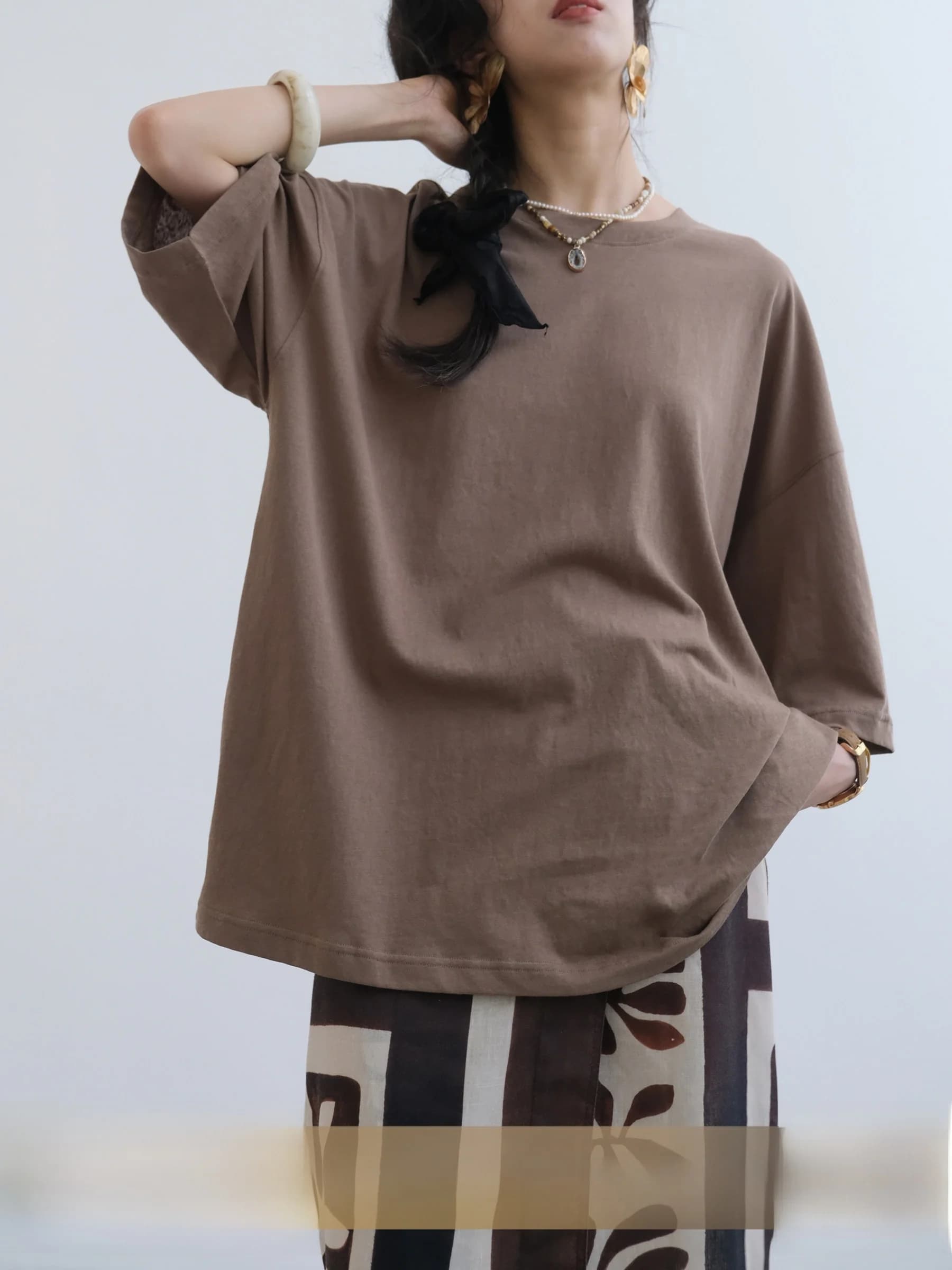 Women's Short Sleeve T-Shirt VG Corridor Moisture Wicking Cotton Polyester Blend Air Enzyme Wash Draping Style Summer Wear