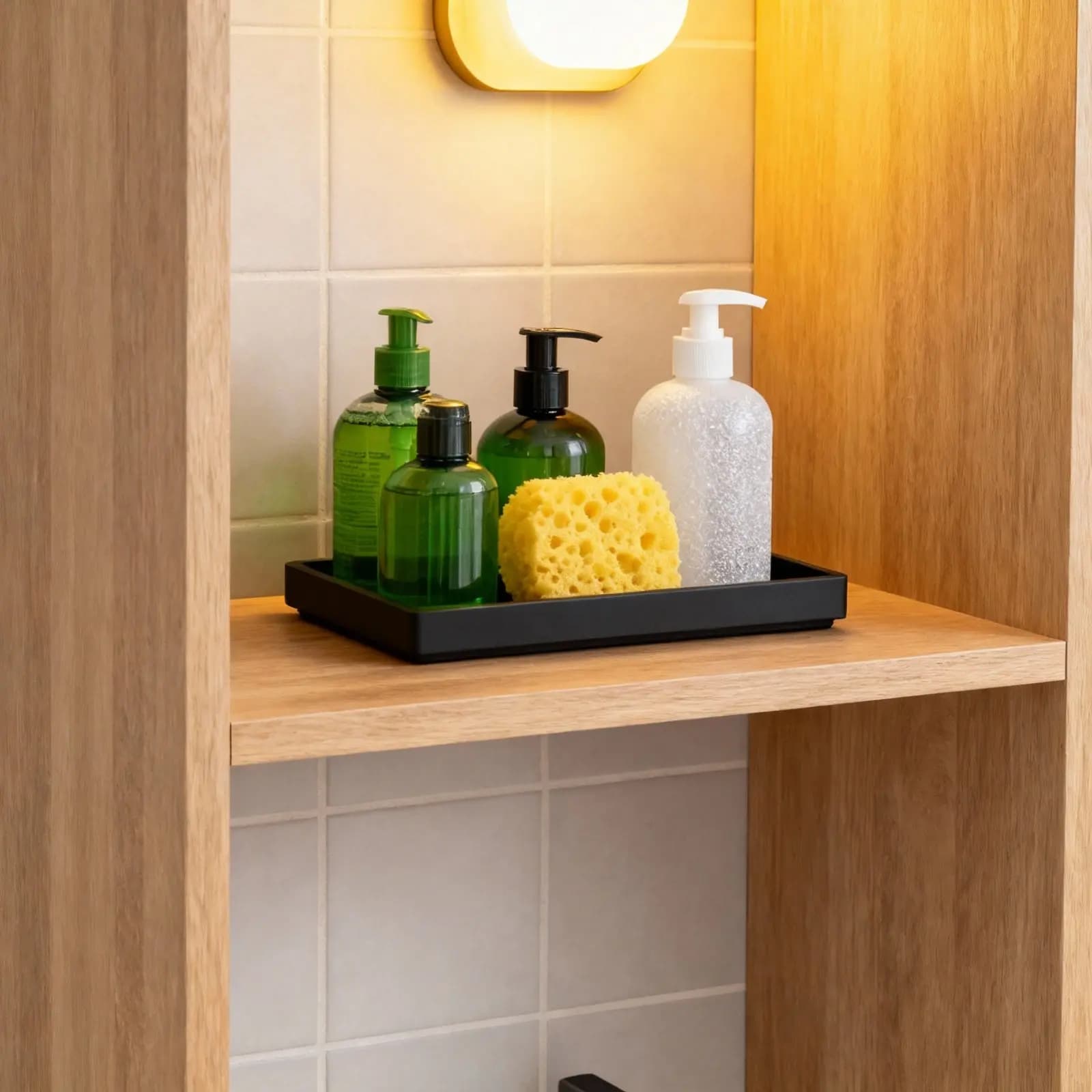Vassoio in Silicone per Organizzare il Bagno, Portaoggetti per Shampoo, Lozioni, Anelli, Chiavi, Decorativo ed Elegante