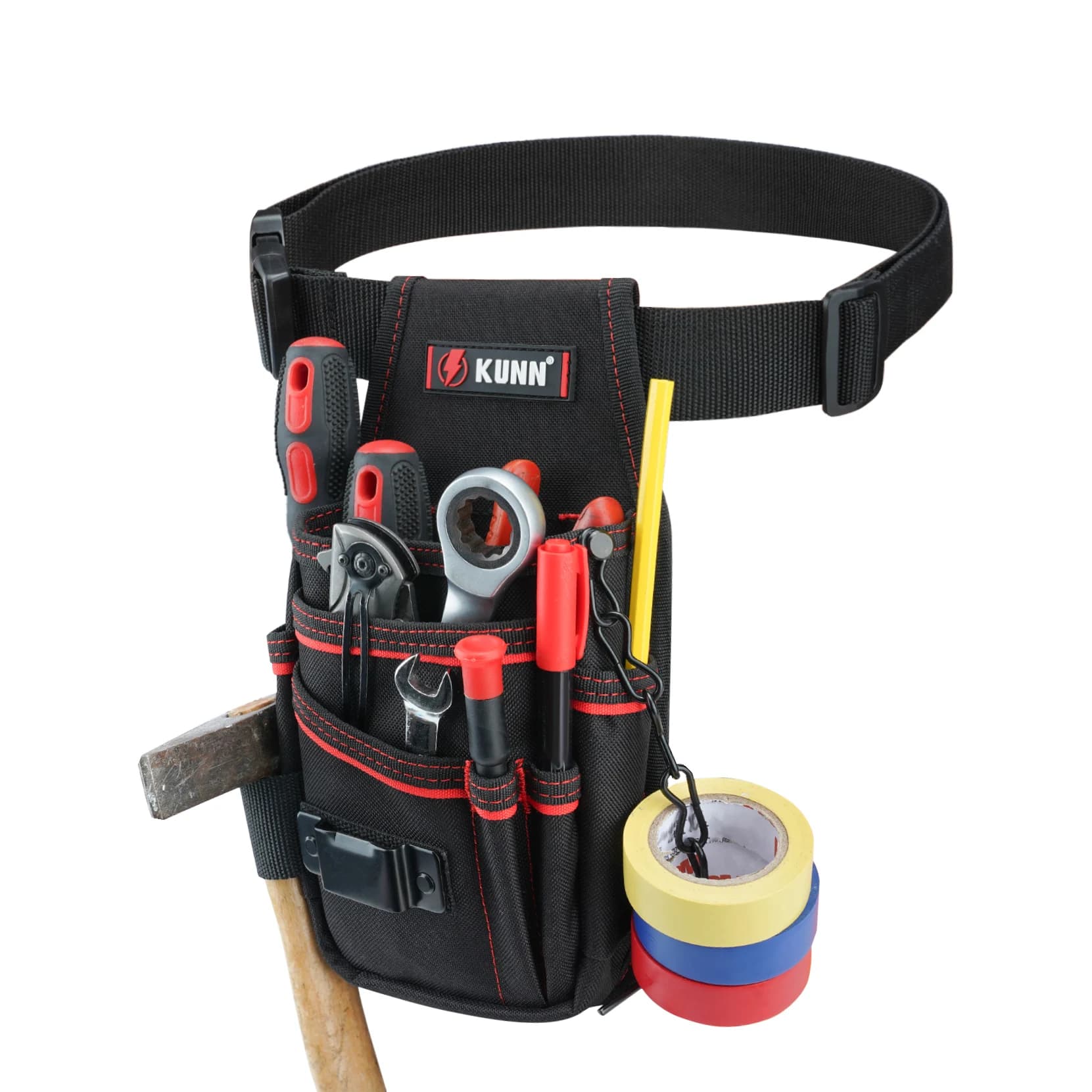 Electrician Tool Pouch with Belt Clip - 7-Pocket Lightweight Small Tool Belt Pouches HVAC - Heavy Duty Multi-Pocket Organizer