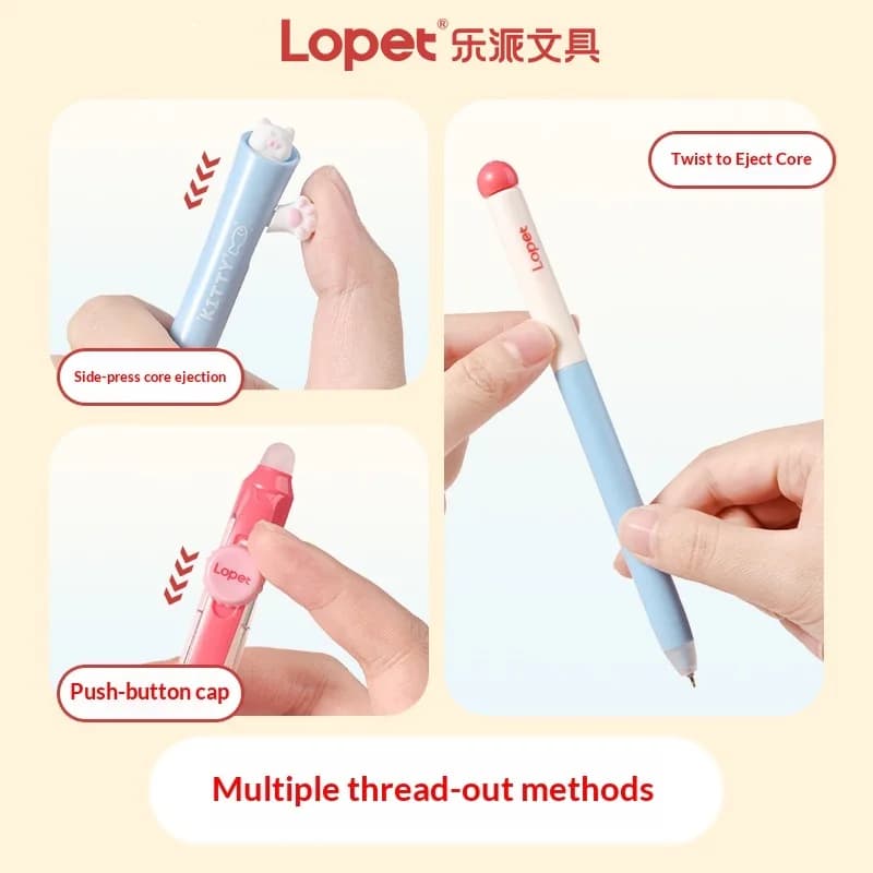 Penna gel cancellabile Lopet 0,5 mm ST, scrittura fluida, nero e blu, cancelleria scolastica, penne a sfera cancellabili, articoli di cancelleria super carini per lo studio