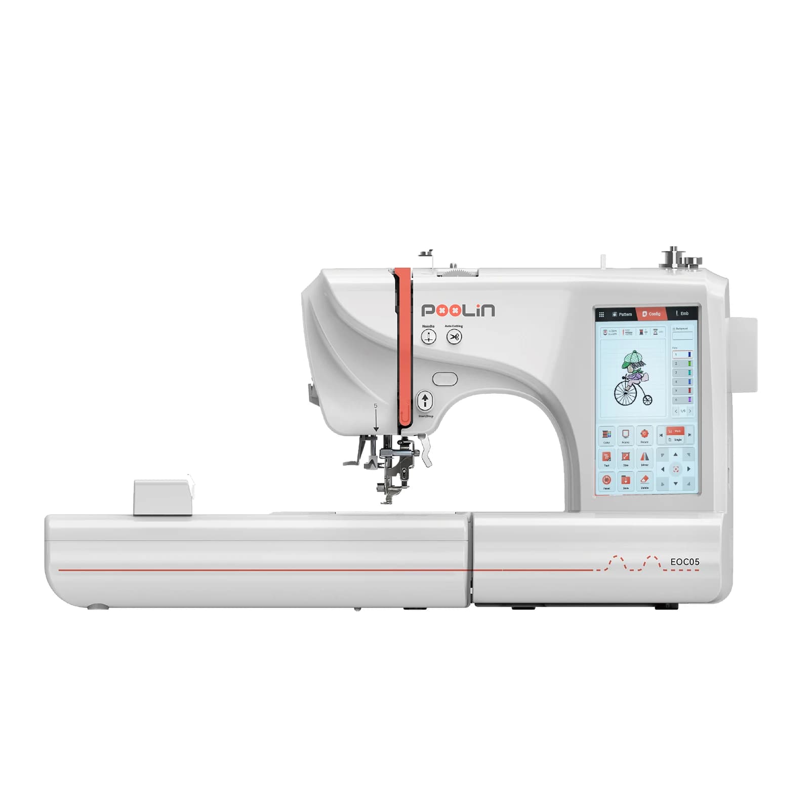 PooLin EOC05 Macchina da Ricamo Automatica Computerizzata per Principianti con Schermo Touch LCD da 7 Pollici per Uso Domestico