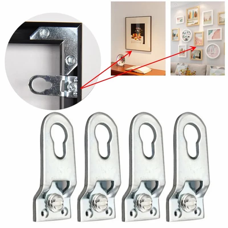 10 ganci per orologio da parete in argento, ganci per quadri, ganci per buco della serratura in metallo, elementi di fissaggio per cornice per foto, mobili, accessori per armadietti