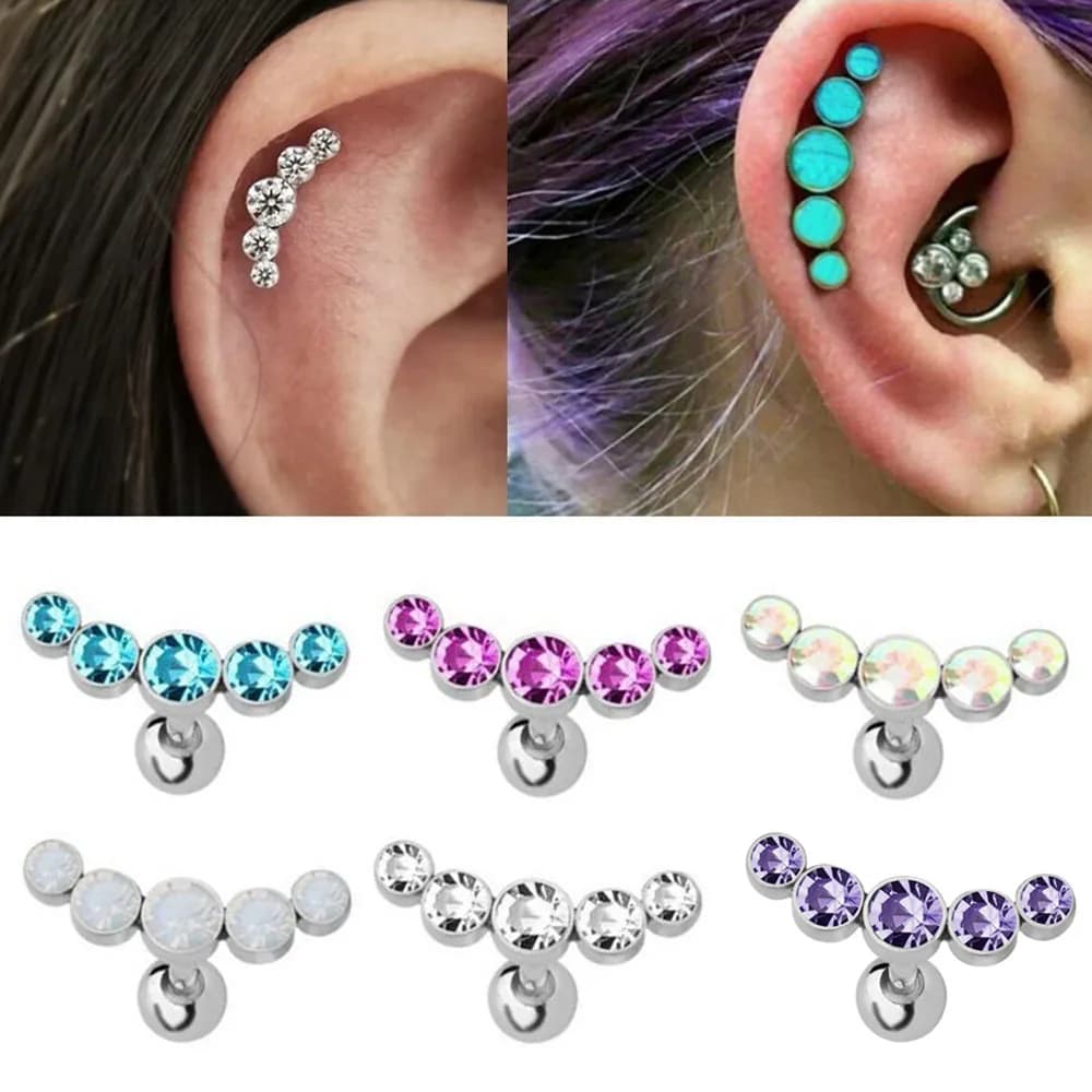 1Pcs Fashion 16G Stainless Steel Bar Stud Earrings Cartilage Helix Tragus Ear Piercing Body Jewelry