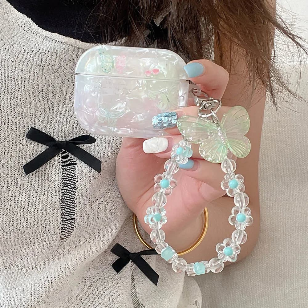 Dream Shell Pattern Butterfly Pendant bracciale Chain Case per Apple AirPods 4 1 2 Pro 3 Cover per auricolari Bluetooth di terza generazione