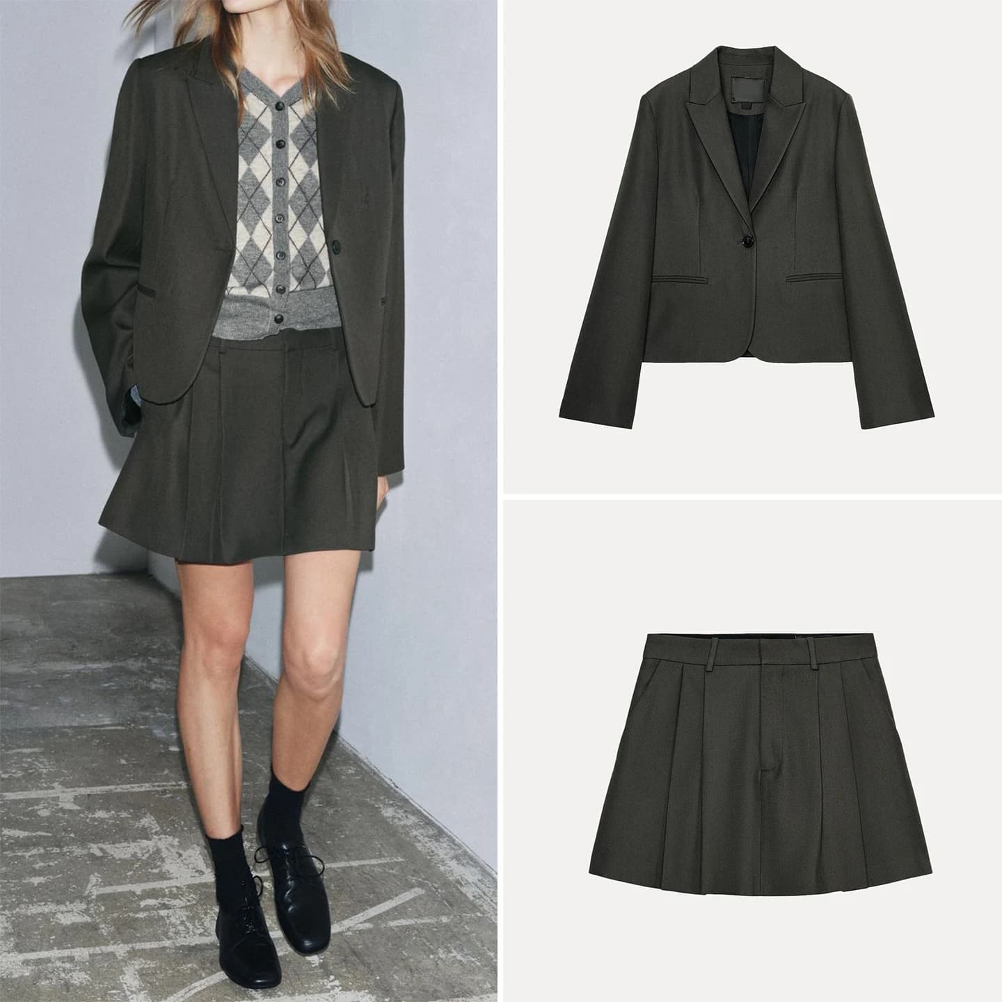 ZADATA Women's Suiting Short Pencil Skirt Two-Piece Set Long Sleeve Short Length Fashionable Workwear Autumn 2025