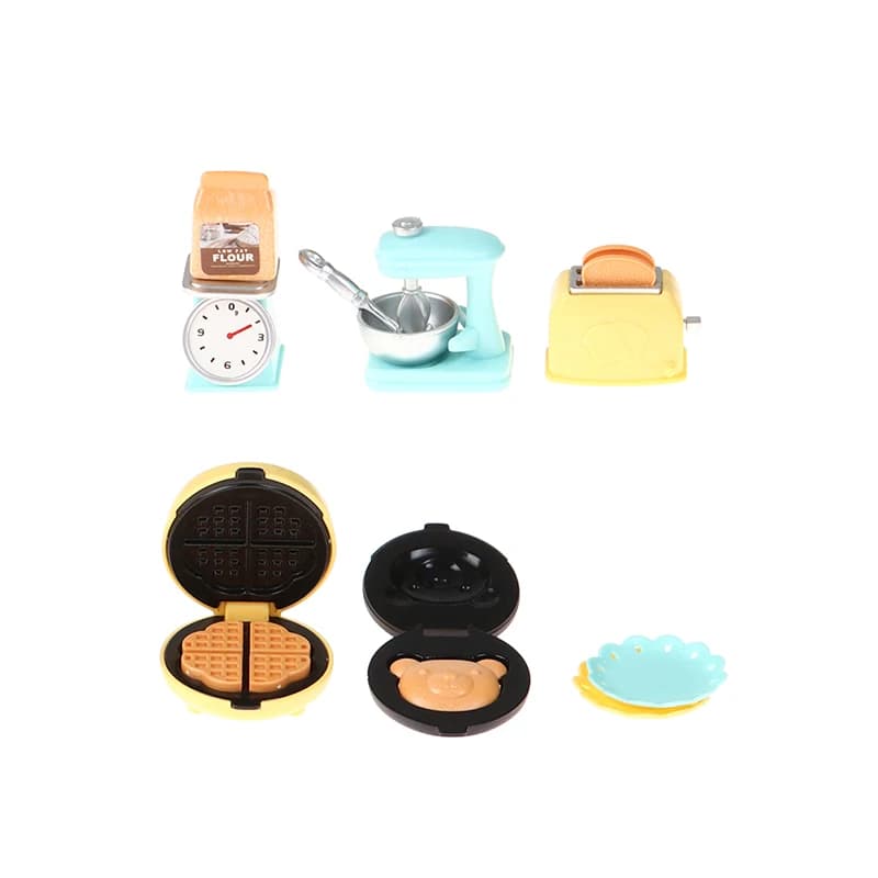 Set da cucina in miniatura per casa delle bambole 1/12, macchina per il pane, frullatore, bilancia elettronica