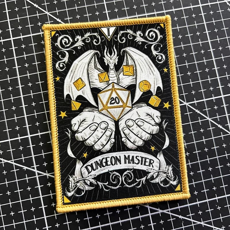 Dungeon Master Tactical Patch Game Card Morale Badge Hook and Loop Printing Patches Military Backpack Dragon Sticker