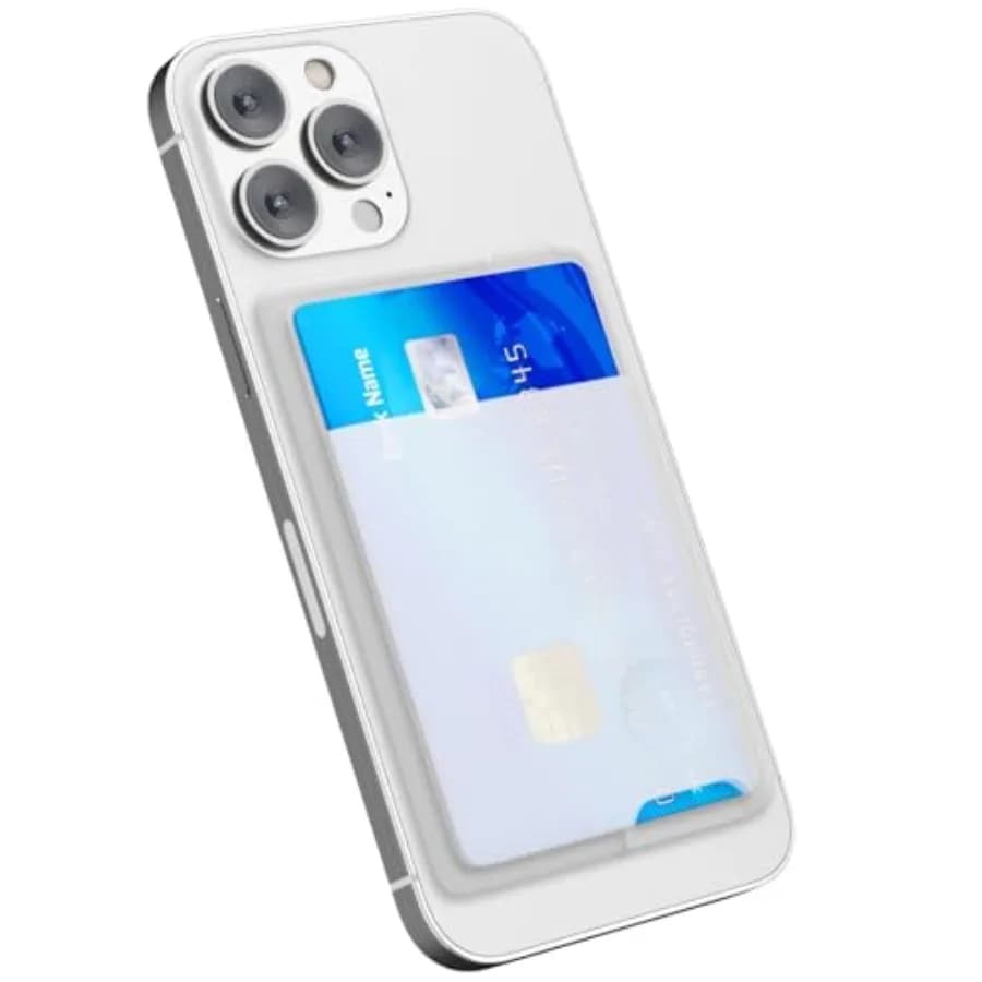 Phone Wallet Stick On, Secure Phone Card Holder Silicone, Adhesive Pocket Sleeve ID Cit Card, Slim Thin Card Case for Men Women