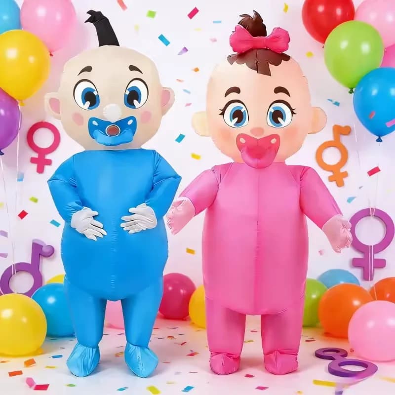 Costume Gonfiabile per Adulti a Forma di Bambino, per Feste di Rivelazione del Sesso, Simpatico Costume da Bambola Cartone Animato, Accessori per Halloween e Carnevale