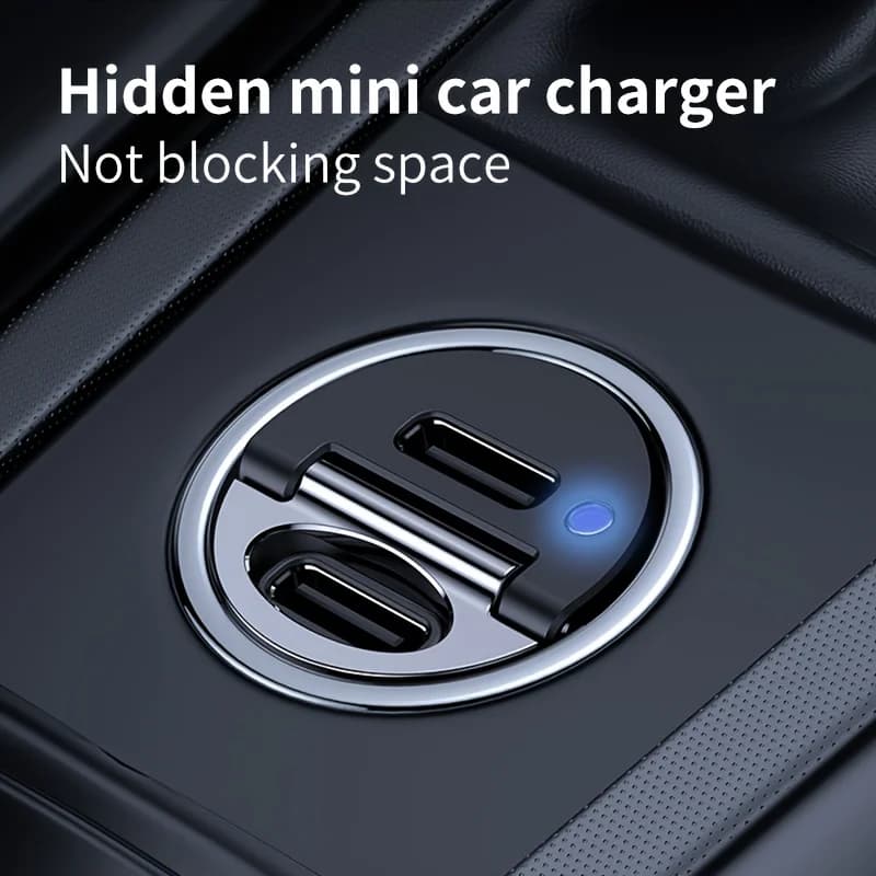 2-piece Car Charger, 60 W Quick Type-C Charging, PD3.0 Dual Door Ultra Mini Fast Refill Adapter