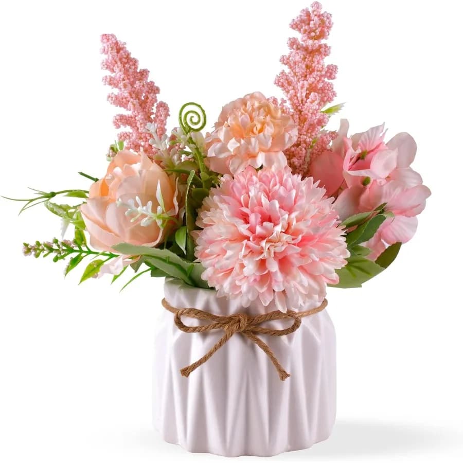 Fiori artificiali in vaso Vaso in ceramica rosa piccolo Piante da fiori finte Detop ration per interni per la casa e l'ufficio Fiori finti Hydra