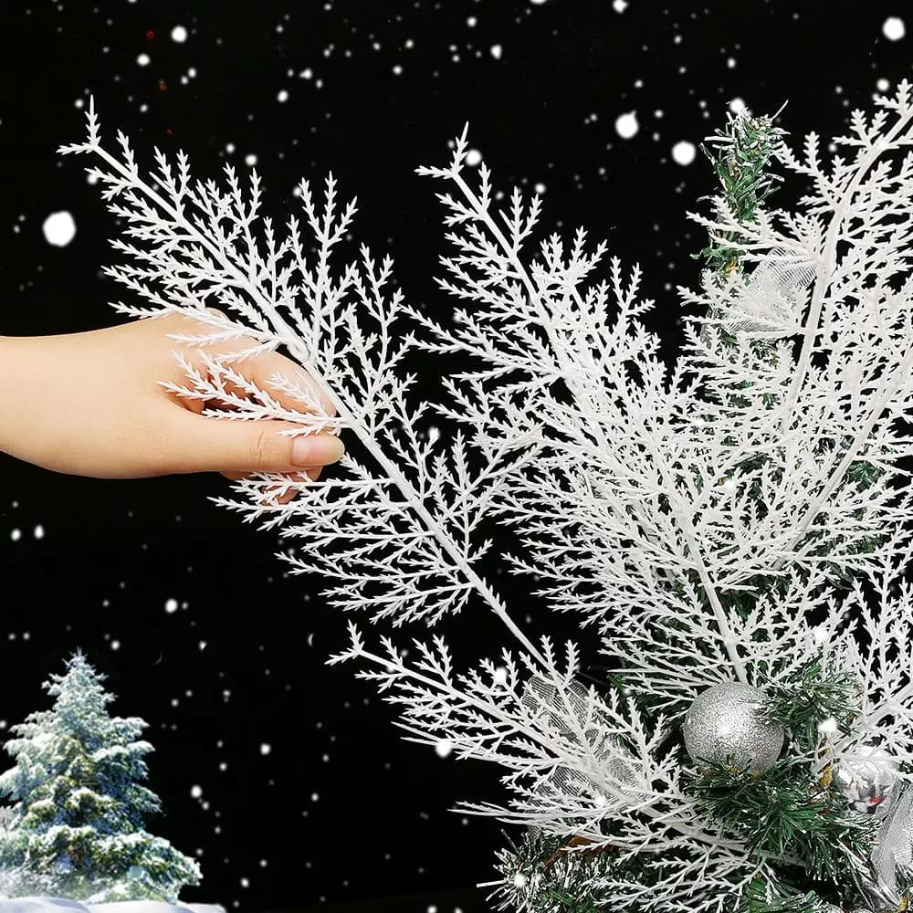 Christmas Tree White Artificial Pine Needles Ornaments DIY Artificial Wreath Garden Decoration Plant New Year Party Decor Supply