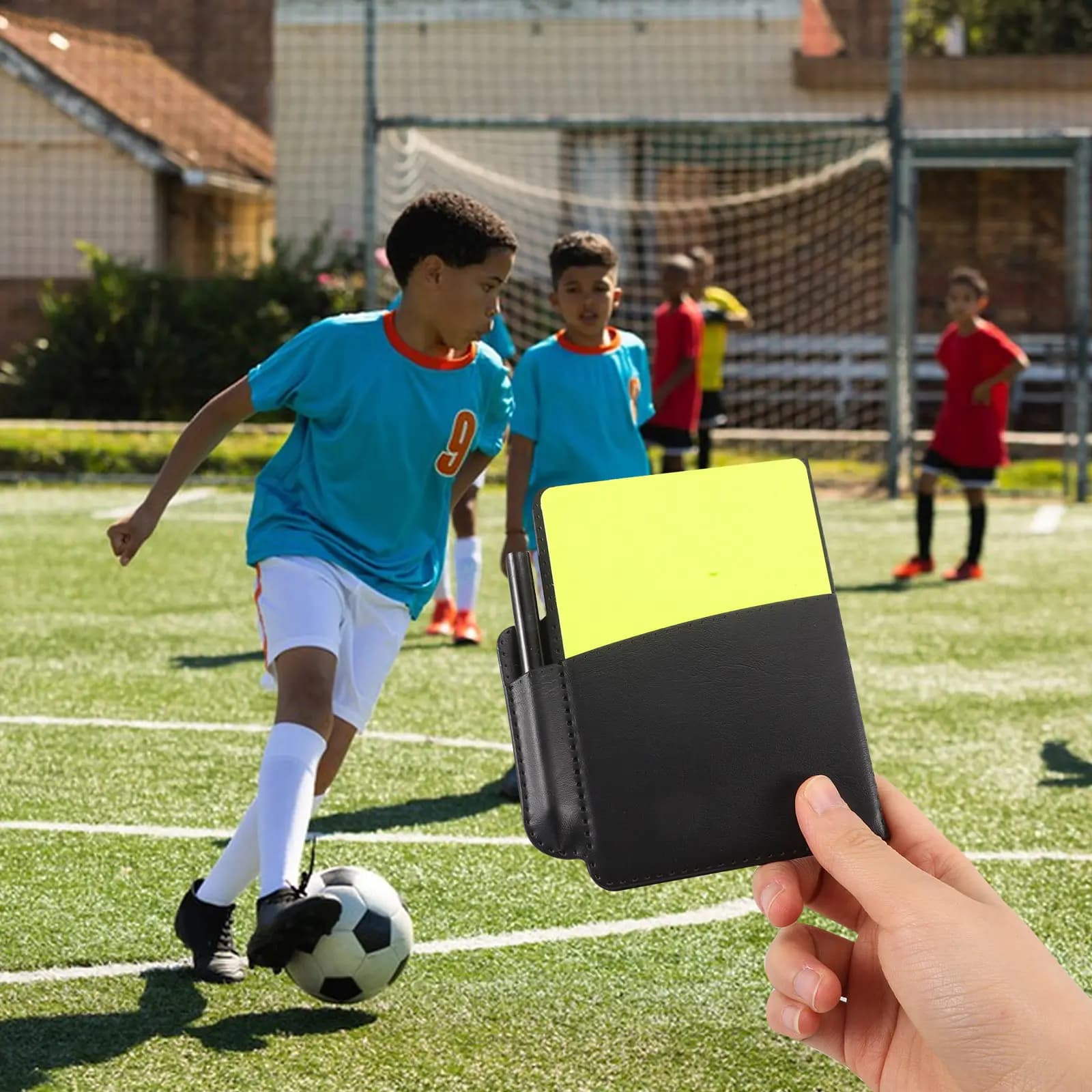1Set Professional Referee Cards Set Soccer Red Yellow Thick Cards Record Book Pencil Paper Cover for League Games School
