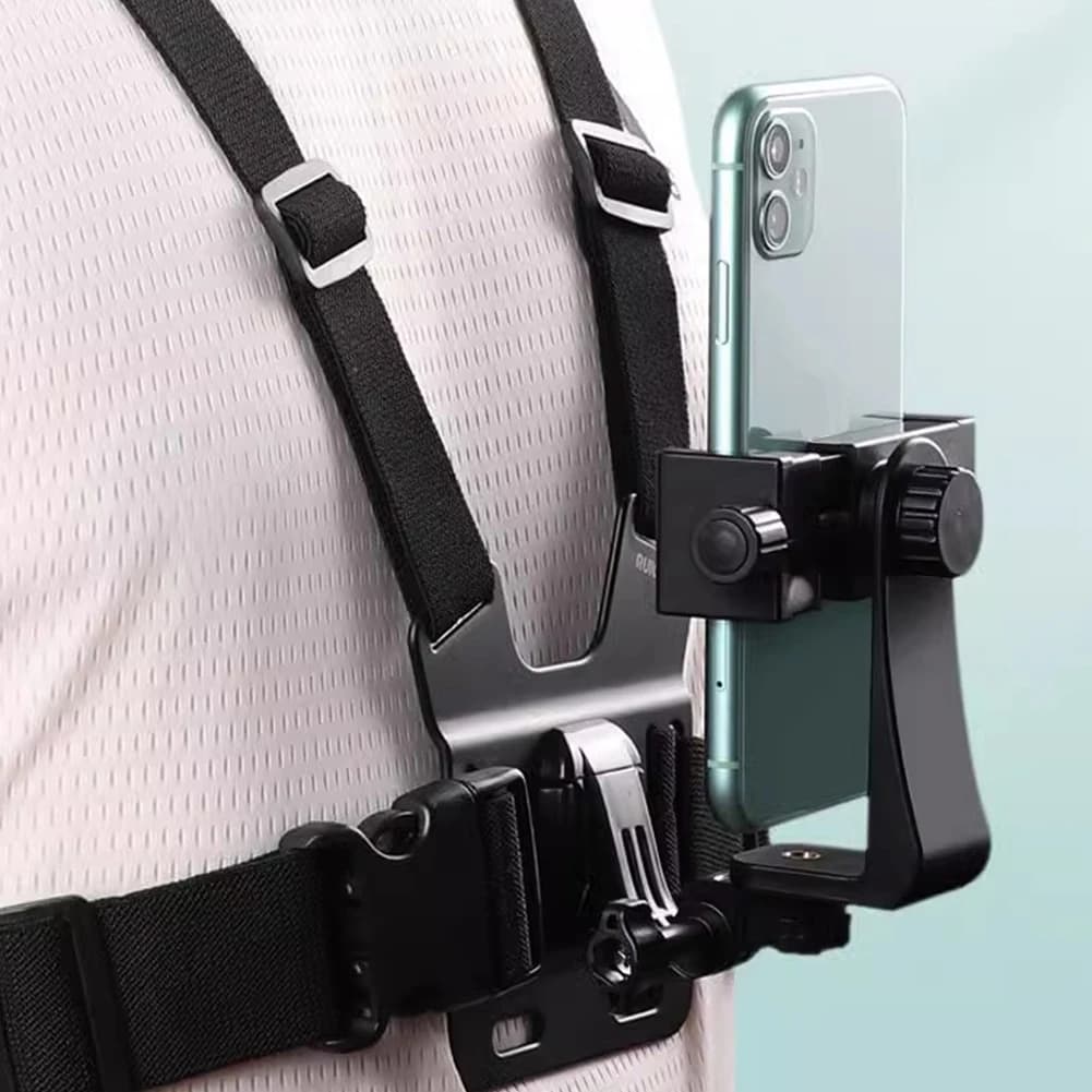 Mobile Phone Strap Clip Adjustable Chest Mount Strap Harness Vest & Body Holder for Most Cell Phones Action Cameras POV/VLOG