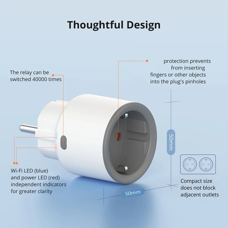 Smart socket Wi-Fi S60 16A with Overload Protection, Remote Control and Smart Scenes, UK Plug, Retail