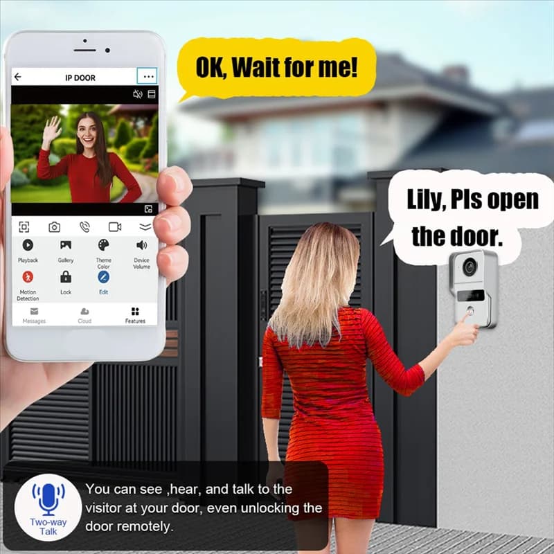 BTLIFE-2MP Tuya Campanello Wifi Videocitofono 1080P Telecamera Sensore di movimento Allarme Sicurezza Smart Home/Office Sblocco remoto