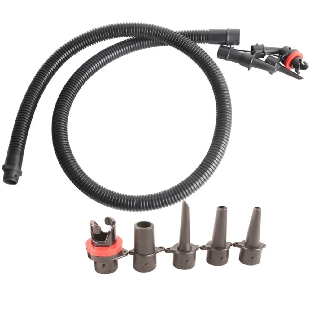 Set di tubi flessibili e connettori per pompa d'aria in PVC Tubo gonfiabile da 1,2 m con 5 dimensioni di ugelli per kayak Paddle Board SUPs Pompa manuale per tavola da surf