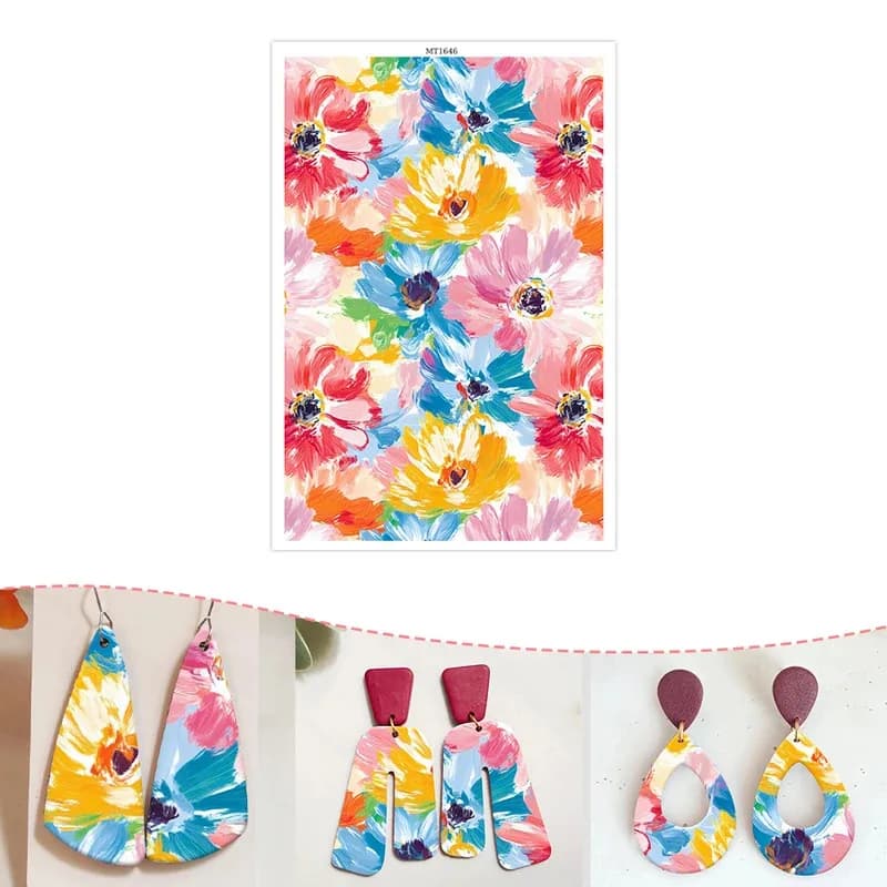 1pz 10x14.8cm Carta Transfer in Argilla Polimerica per Fiori e Piante, Adesivi Monouso Idrosolubili per Pittura, per Gioielli Fai da Te, Orecchini e Decalcomanie