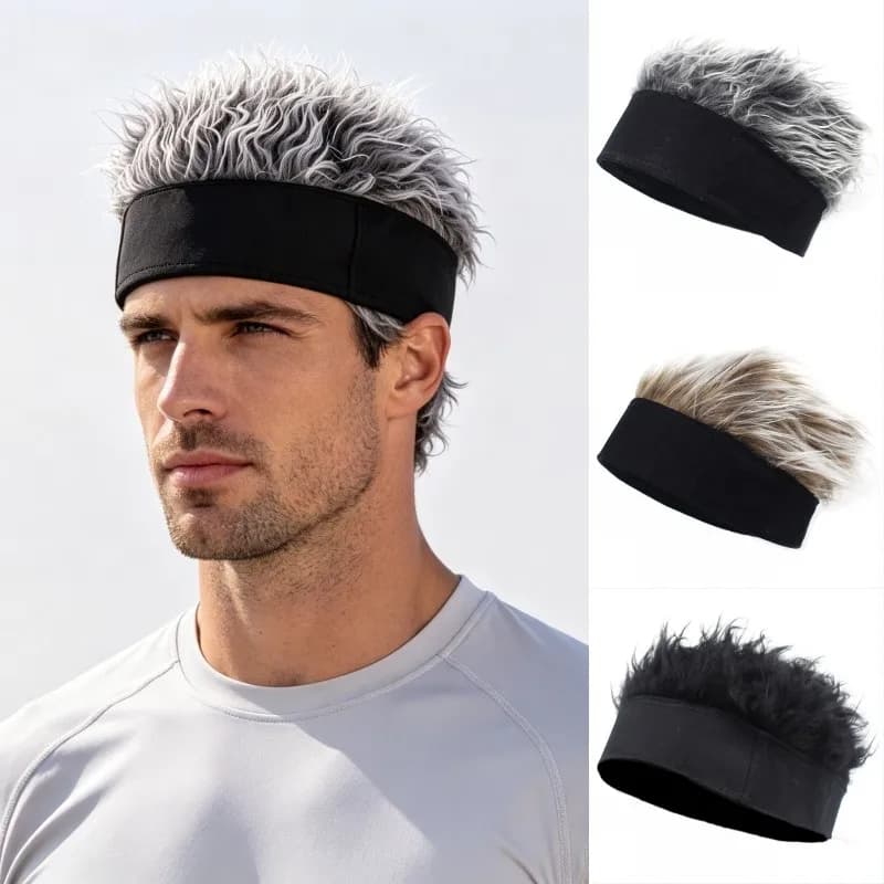 Parrucca Sintetica con Punte, Berretto con Cappuccio, Cappello Sportivo con Fascia per Capelli Corti, Accessorio per Danza Hip Hop, Cosplay, Feste, Copricapo, Oggetto di Scena