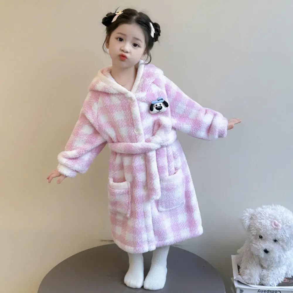 Sanrio Hello Kitty Pigiama Autumn & Winter Home Warm Dresses Children's Dresses Nightwear Children's Bathrobe Night Shirt for Girl