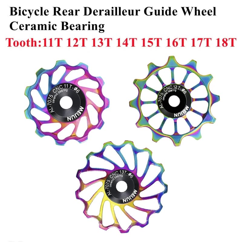 Rullo Guidacatena Posteriore Colorato per Bicicletta 11T-18T con Cuscinetto Ceramico, Puleggia in Alluminio CNC AL7075 per MTB, Rullo Tendicinghia 4mm 5mm 6mm
